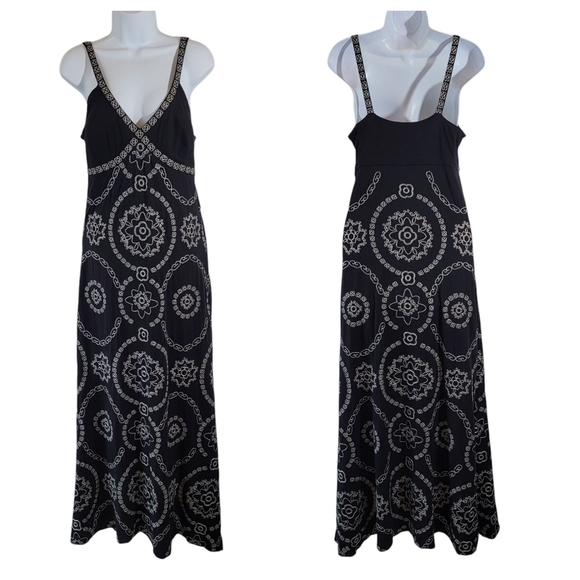 I.N.C. International Black Floral Embroidered Maxi Dress Sz S Y2K Fairy Grunge - Picture 1 of 10